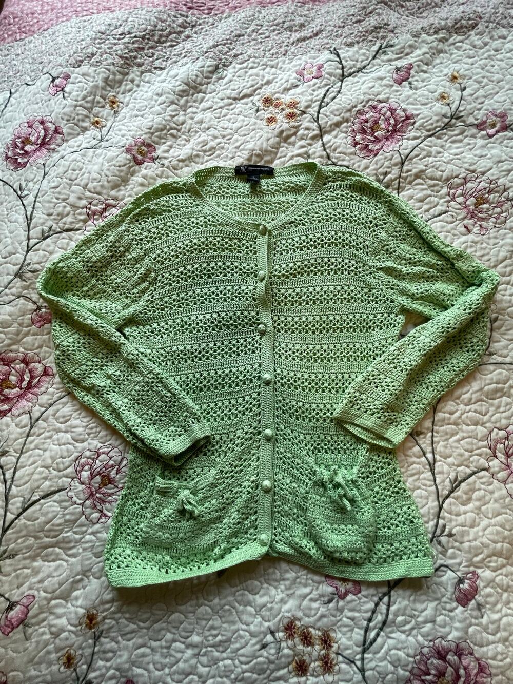 green silk inc concepts crochet cardigan